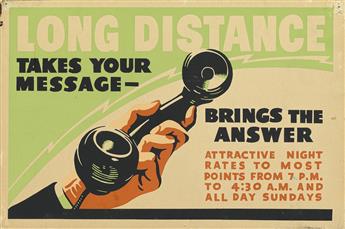 DESIGNERS UNKNOWN. [TELEPHONE & TELEGRAPH SERVICES.] Group of 10 small window cards. Circa 1930s. Sizes vary.